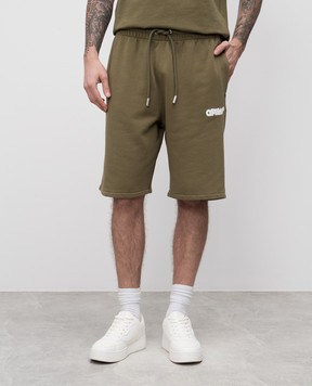 Off-White Шорты цвета хаки с принтом эмблемы Arrow в стиле Spray OMCI013S25FLE003