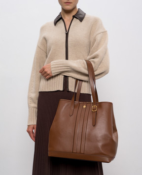 Bally Коричнева шкіряна сумка-тоут з логотипом WAE05ZVT769