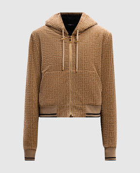 Balmain Коричневый спортивный пиджак в логотип шаблон монограммы. DF2JX000JJ52