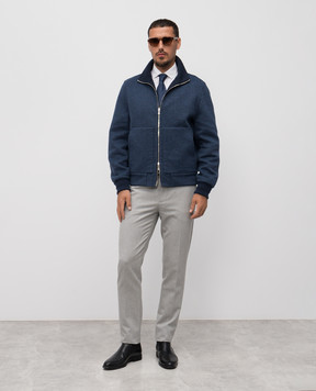 Brunello Cucinelli Синяя двусторонняя куртка из кашемира MY4799802
