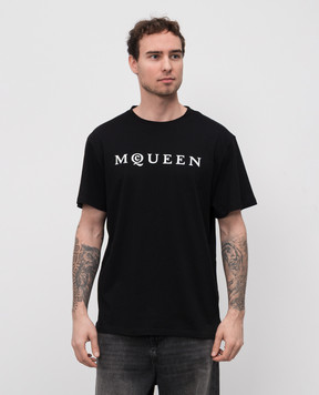 Alexander McQueen Чорна футболка з логотипом 828420QTADD