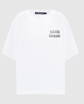 Dolce&Gabbana Біла футболка з вишивкою логотипа F8U10ZGDDBB