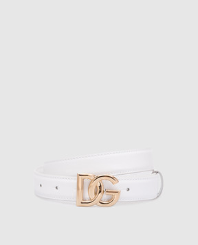 Dolce&Gabbana Белый кожаный ремень с монограммой логотипа. BE1447AW576