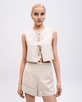 Twinset Бежевый жилет с льном 251LM2FDD