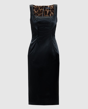 Dolce&Gabbana Черное платье с блестящей текстурой F6TVTTFURAD