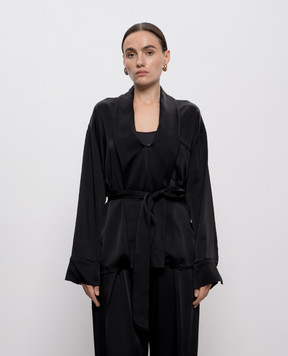 Victoria Beckham Черная блузка в пижамном стиле 1425WSH006839B
