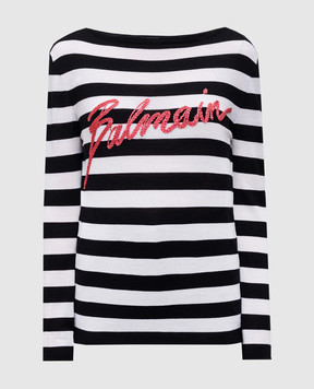Balmain Джемпер з вовни мериноса в смужку EF0KJ030KI43