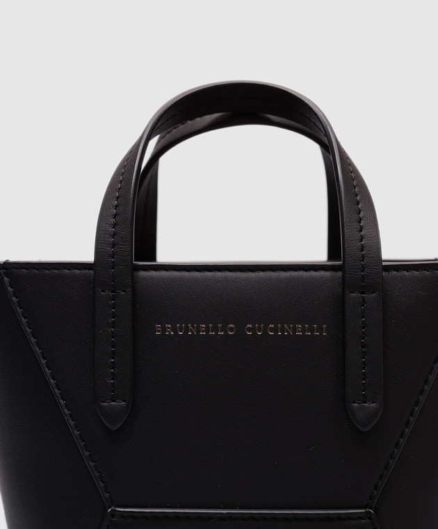 Brunello Cucinelli Черная кожаная сумка с логотипом MBHED2675 изображение 4