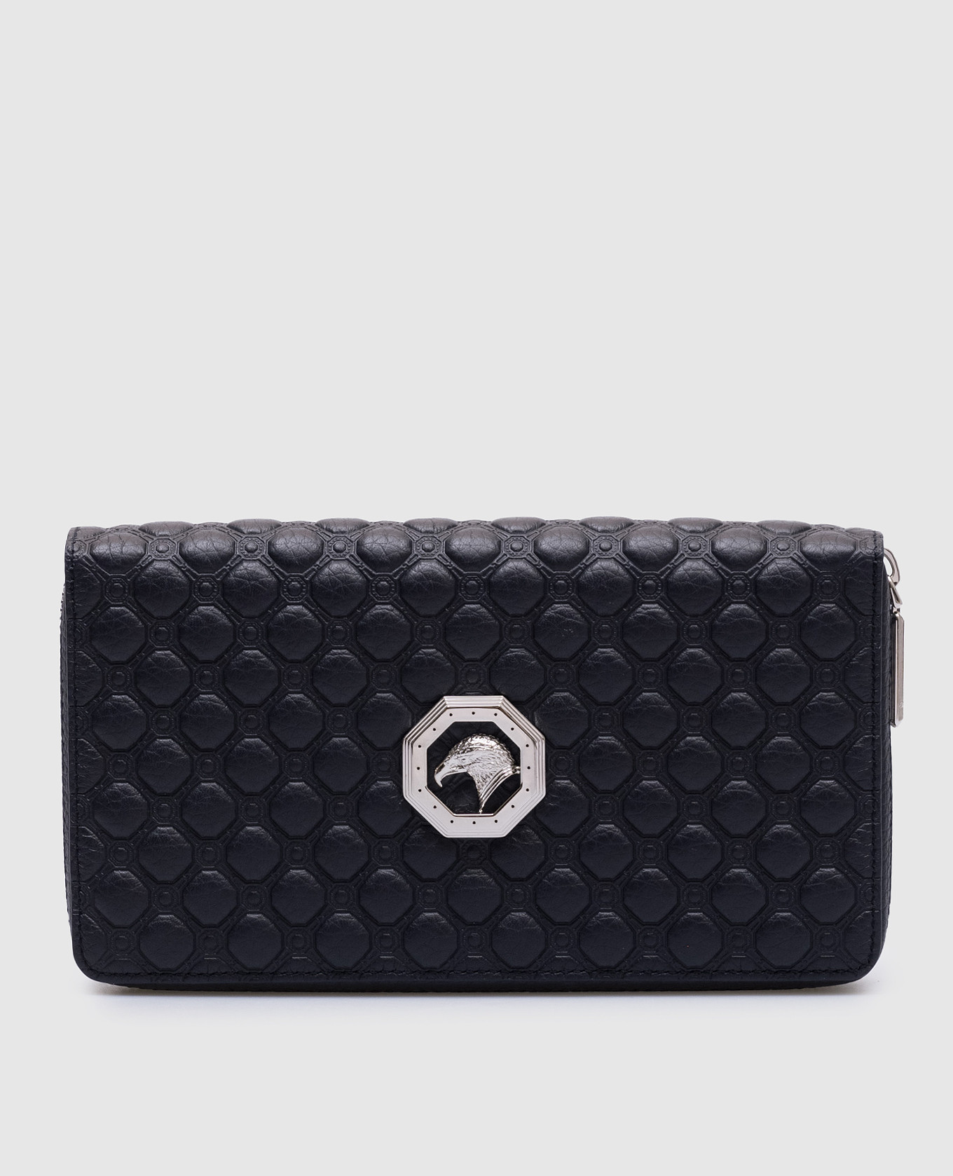 

Синий кожаный кошелек с брендовым узором Asia, Кошельки