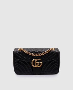 Gucci Чорна шкіряна сумка крос-боді з металевим логотипом GG 443497DTDIT