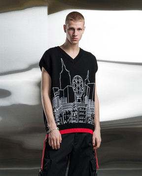 Off-White Черный жилет Skyline с узором OMHZ019S24KNI001