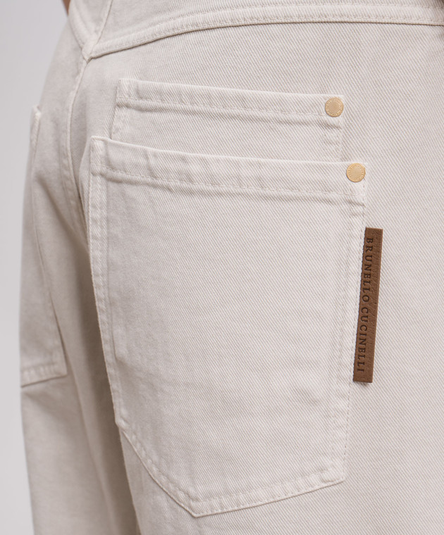 Brunello Cucinelli Бежеві джинси зі шкіряним патчем логотипа MP030P5932 зображення 5