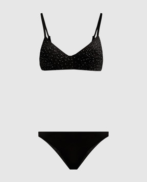 Twinset Чорний купальник з кристалами та паєтками 251LBMA12
