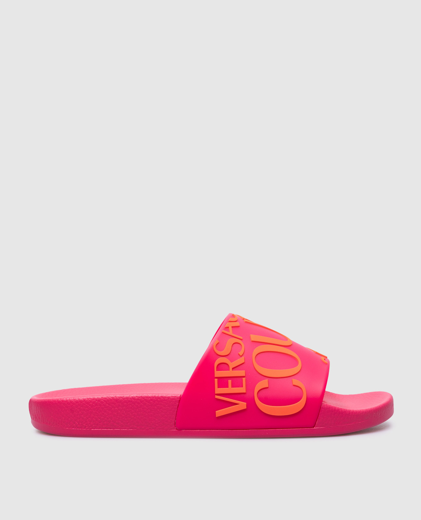 Pink sliders with textured logo