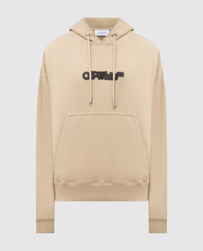 Off-White Бежевое худи с принтом эмблемы Arrow в стиле Spray OMBB085S25FLE00I