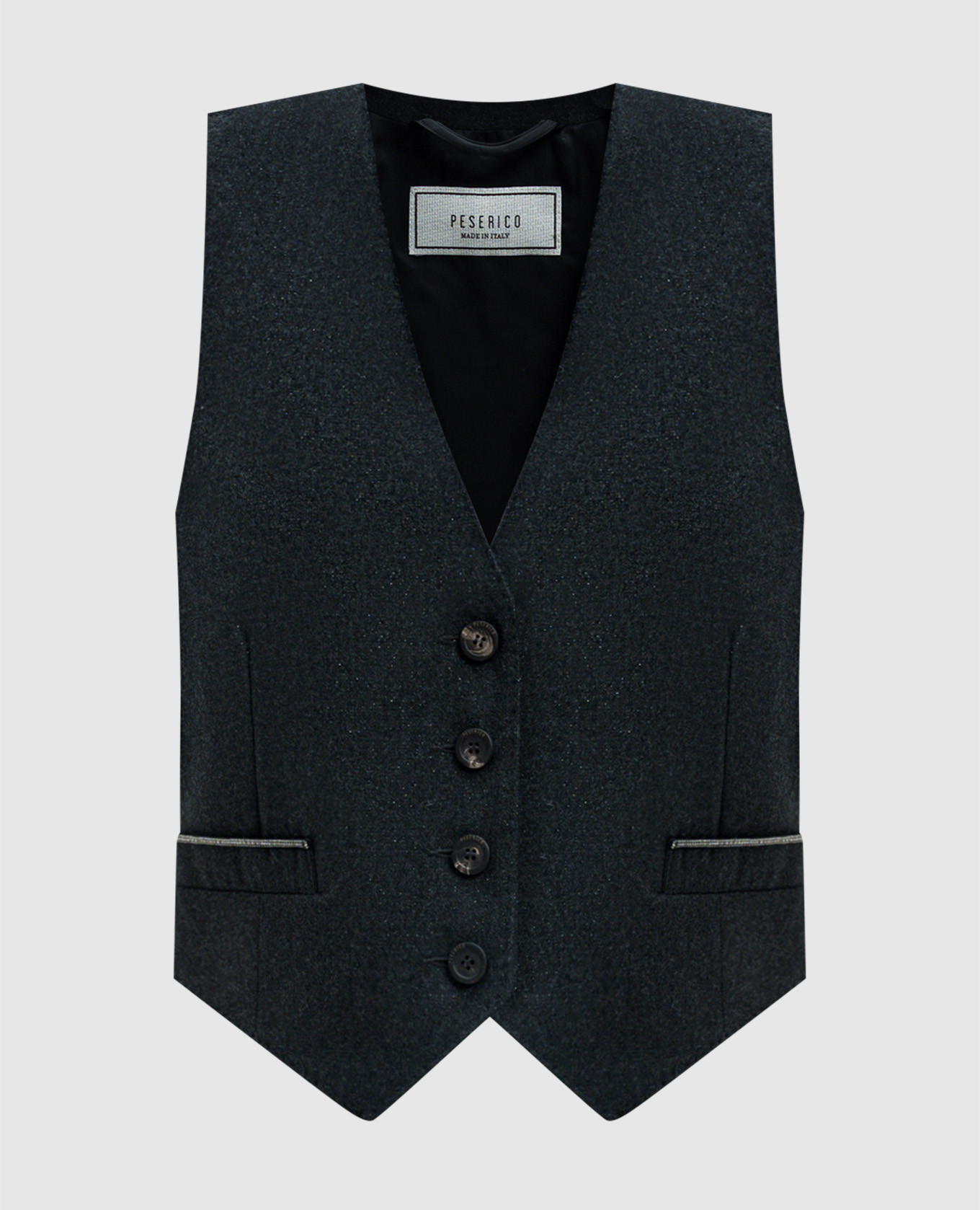 

Серый жилет из шерсти с люрексом, Костюмные