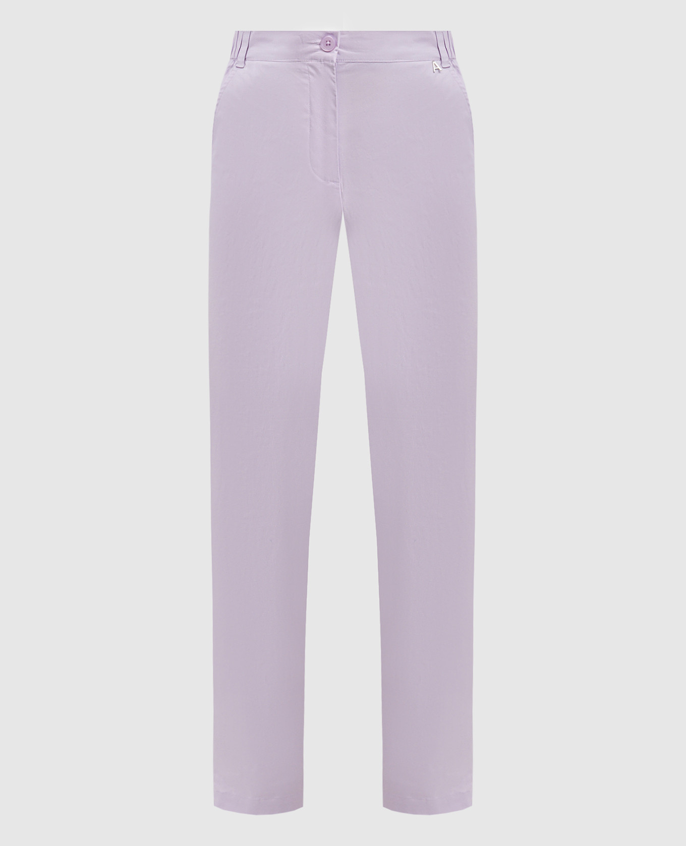 Purple pants with metallic logo