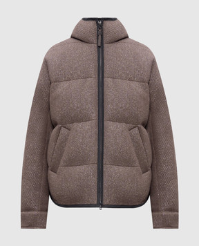 Brunello Cucinelli Коричневий пуховик з кашеміром M01ET7728