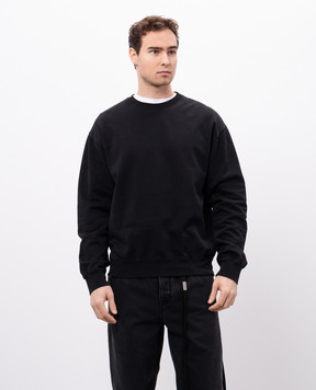 Ann Demeulemeester Черный свитшот с брендовыми лентами B0012487FA185