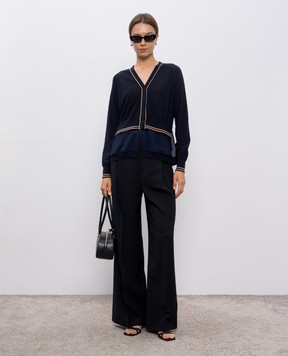 3.1 Phillip Lim Синий кардиган из шерсти с эффектом наложения слоев P25170465FWM