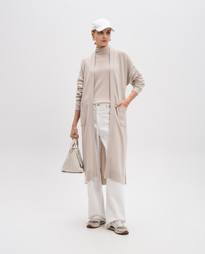 Allude Бежевий подовжений кардиган з вовни та кашеміру 24517030