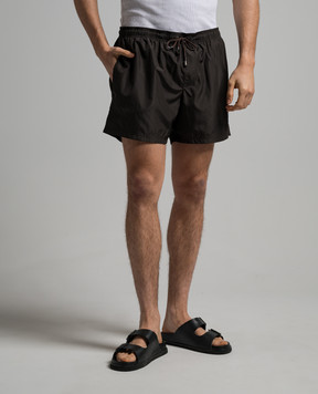 Dolce&Gabbana Коричневые шорты с монограммой логотипа. M4F29TFUSFW