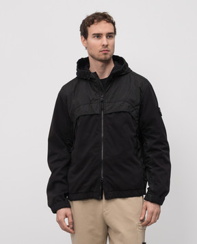 Stone Island Черная комбинированная куртка Crinkle Reps R-NY K1S154100041S0A23