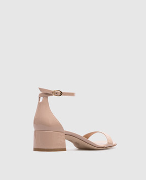 Stuart Weitzman Бежевые кожаные лакированные босоножки NUDIST BLOCK SK860