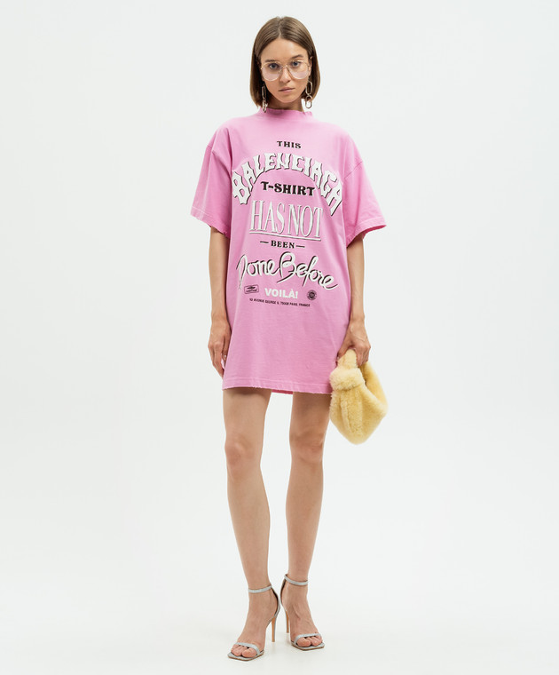 Balenciaga Розовая футболка Not Been Done с винтажным эффектом с принтом 787349TQVW4 изображение 2