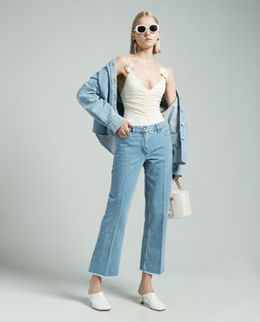 Magda Butrym Блакитні джинси кльош з патчем логотипа DENIM01PANTS112524