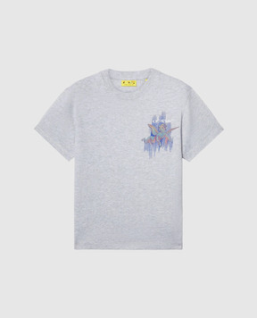 Off-White Детская серая футболка Putti с принтом OBAA002S25JER007