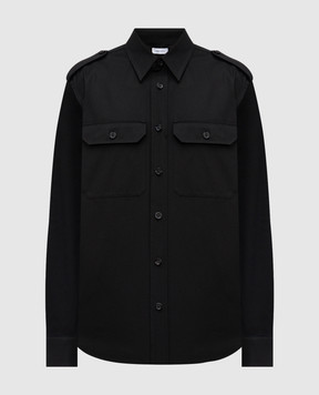 Alexander McQueen Черная рубашка с вышивкой логотипа 832666QSABY