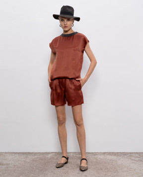 Brunello Cucinelli Коричневые шорты из шелка M0W19P1345y