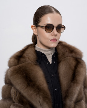 Brunello Cucinelli Коричневі сонцезахисні окуляри з титану з логотипом MOCPATTV14
