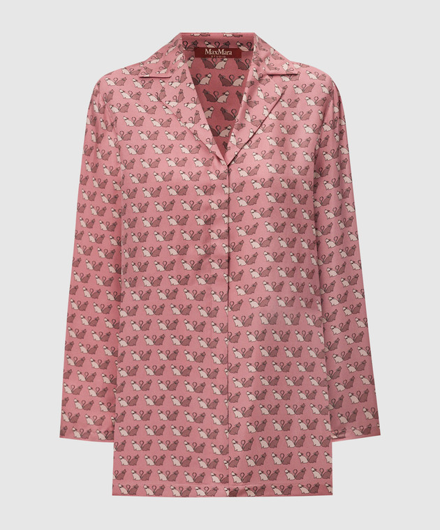 Max Mara Розовая блуза ALPE из шелка в узор ALPE