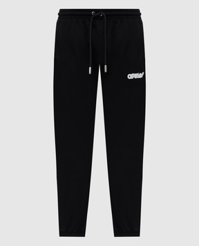 Off-White Чорні джогери з принтом логотипа Arrow в стилі Spray OMCH057S25FLE001