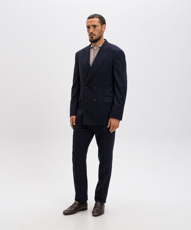 Brunello Cucinelli Синий костюм из шерсти в клетку MN4307BPZ изображение 2