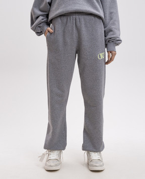 Off-White Серые меланжевые джогеры с вышивкой логотипа OWCH006S25FLE001