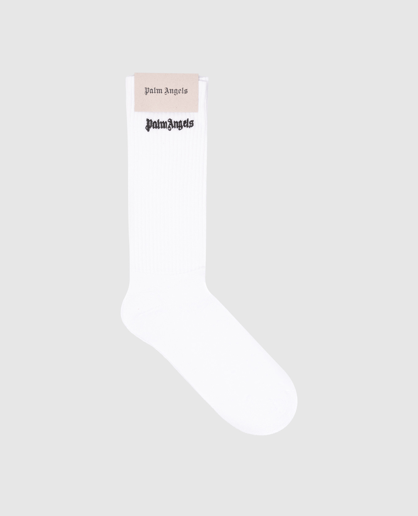 White socks with contrasting logo