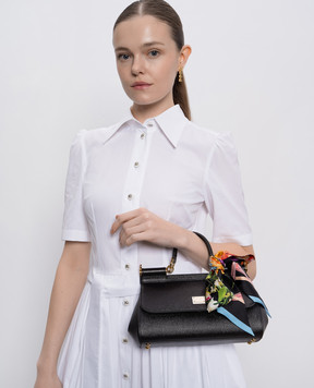 Dolce&Gabbana Чорна шкіряна сумка Sicily з логотипом BB7652B1001
