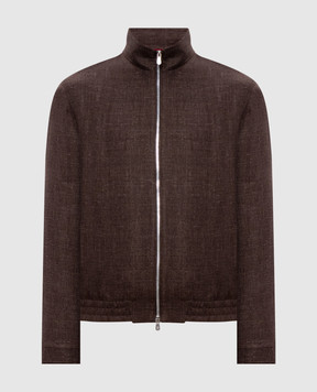 Brunello Cucinelli Коричневая куртка из льна, шерсти и шелка. MW4826509