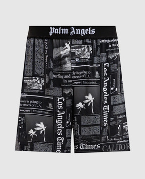 Palm Angels Чорні шорти в принт з логотипом PMCB044F25FAB001