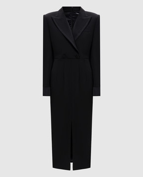 Dolce&Gabbana Чорна сукня з вовни і шовку з розрізом F6DDXTGDB0R