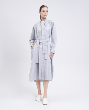 PROENZA SCHOULER Сіра сукня-сорочка Phillipa з шовком в смужку R2533020SC101