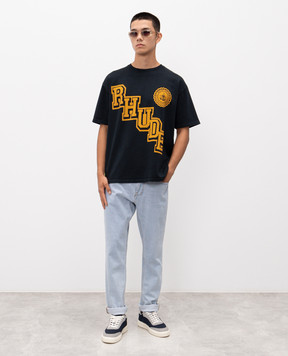 Rhude Черная футболка с контрастным принтом логотипа RHPF25TT05012