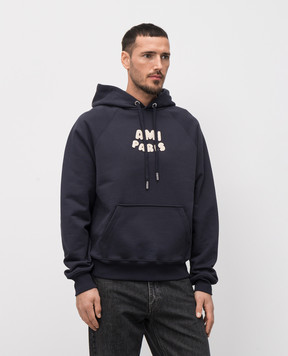 Ami Paris Синие худи с фактурным логотипом USW275747m