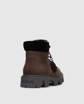 Moncler Коричневые ботинки Peak city из нубука с логотипом K209A4F00010M6882