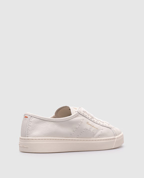 Santoni Белые кожаные кроссовки с логотипом. WBGT61345PNNTDYI