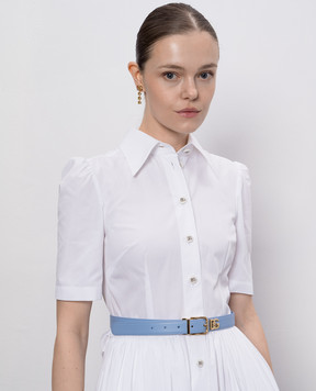 Dolce&Gabbana Блакитний шкіряний пояс з логотипом BE1351AQ420