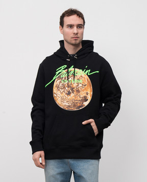 Balmain Черные худи Universe с принтом EH0JT047GE78